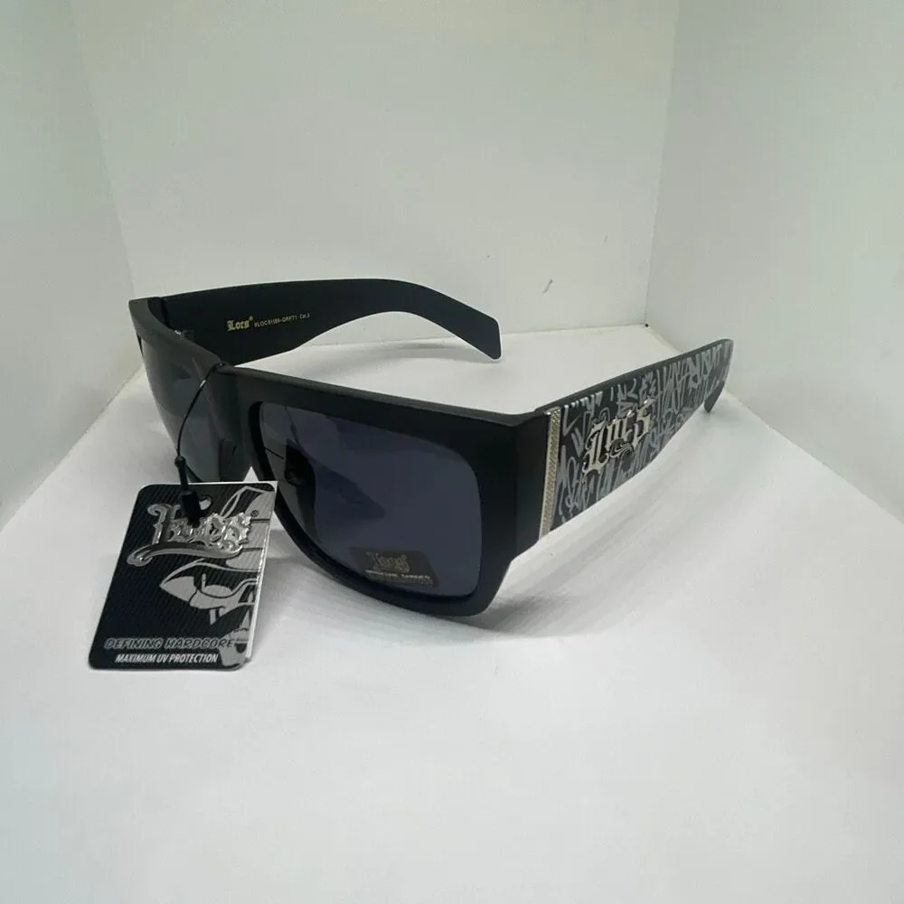 Locs Hardcore Matte Sunglasses Graffiti Print Arms UV Protection